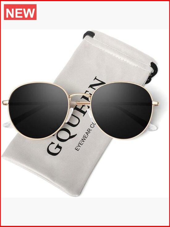 Retro Round Polarized Sunglasses Spring Hinge Metal Frame Oval Sun Glasses